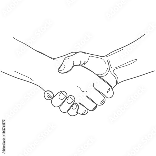 A line drawing of two hands shaking on a for business or partnership