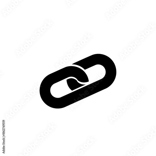 A simple black chain link icon on a