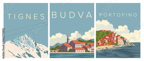 A set of posters, Croatia, France, Italy