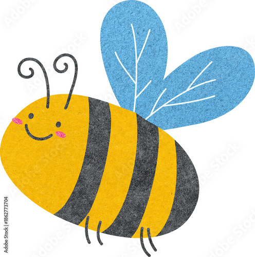 Hand Drawn Bee on Felt Fabric Texture 