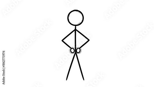 Stick figure standing with arms crossed, conveying impatience or an assertive stance, on an isolated white background.