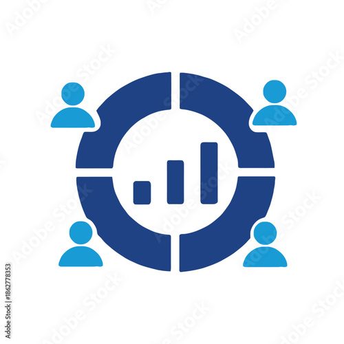 blue business people teamwork chart graph icon
