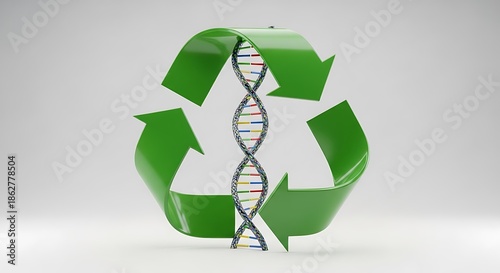 DNA Helix Recycling Symbol Green Arrows.