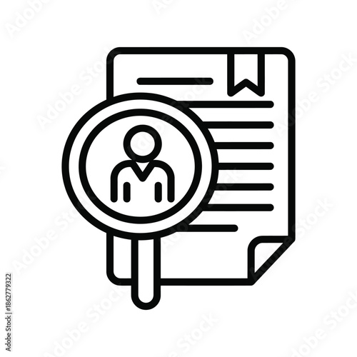 magnifying glass on a document with a person icon