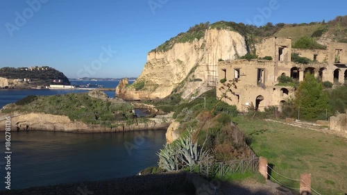 View of an ancient Roman amphitheater in the city's archaeological park called 
