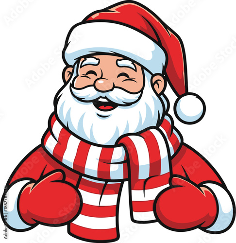 Cheerful Santa Claus wishing everyone a happy holiday season with joyous smile