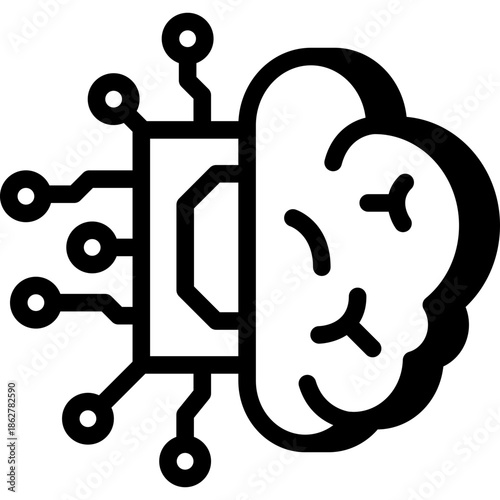 artificial intelligence illustration, chipping technology, ai generation, vector icon