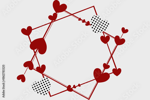 Abstract Heart Frame with Geometric Line Design
