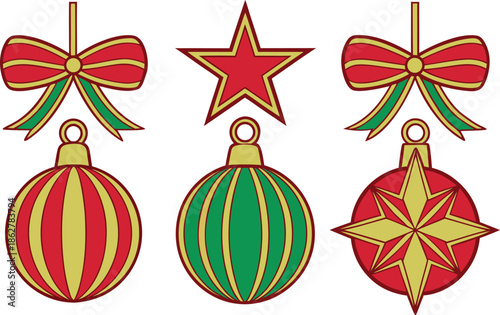 Christmas Decoration Illustration Collection. Festive Christmas Decoration Elements. Holiday Christmas Decoration Design. Traditional Christmas Decoration Artwork. Colorful Christmas Decoration