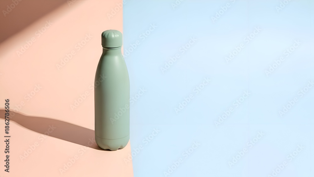 custom made wallpaper toronto digitalReusable Green Metal Water Bottle on Surface.