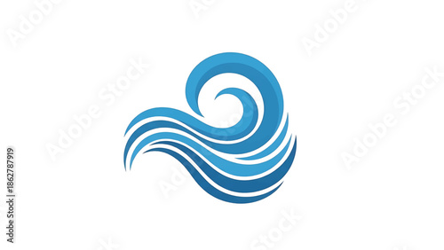 A stylized graphic showing water waves in shades of blue with a textured effect, suggesting movement and fluidity against a white backdrop