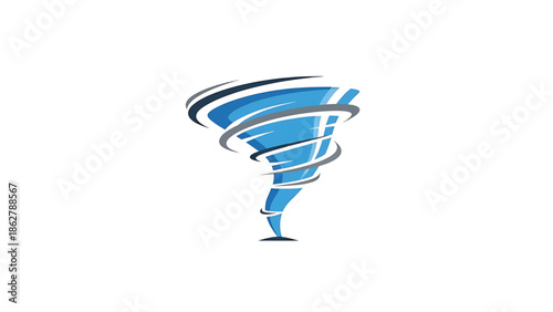 A stylized illustration depicting a swirling vortex, in shades of blue and gray against a white background, suggesting motion