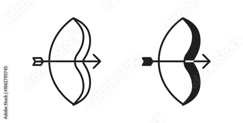 Bow arrow icons linear icon. Line with Editable stroke. monochrome icon
