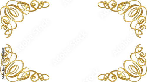 Golden ornate filigree corner borders on white background