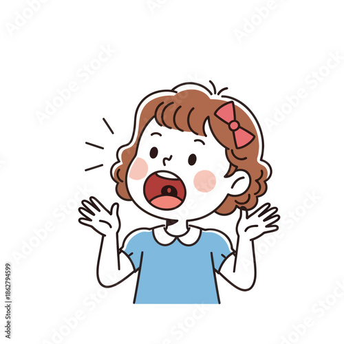 Surprised Girl with Open Mouth and Wide Eyes, Expressing Shock and Amazement