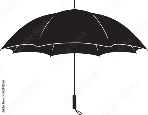 Vector Design of a Black Silhouette Umbrella on a Transparent Background