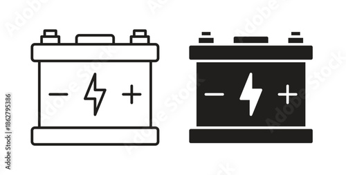 Car battery icons linear icon. Line with Editable stroke. monochrome icon