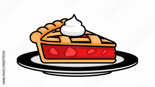 A delicious slice of pie, complete with flaky crust and whipped cream, rests on a dark plate