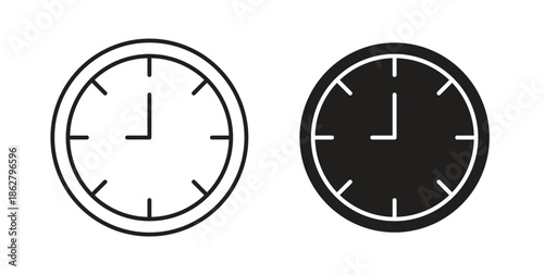 Clock nine icons linear icon. Line with Editable stroke. monochrome icon