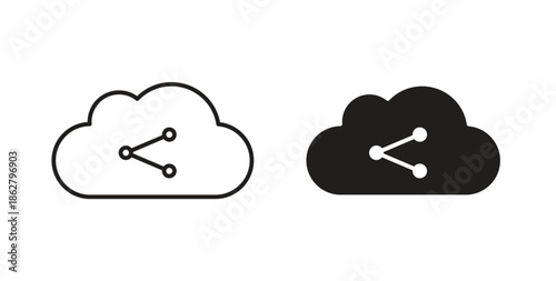 Cloud share icons linear icon. Line with Editable stroke. monochrome icon
