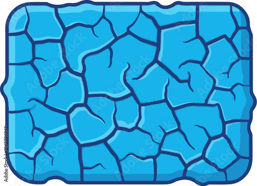 A cartoonish cracked blue ice block or frozen texture with dark blue lines and light blue highlights