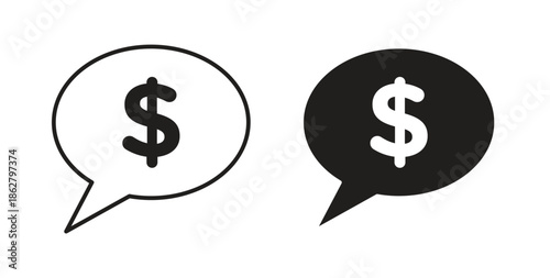 Comment dollar icons linear icon. Line with Editable stroke. monochrome icon