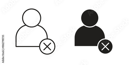 Delete user icons linear icon. Line with Editable stroke. monochrome icon