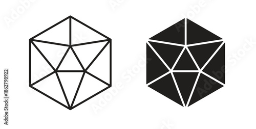 Dice d20 icons linear icon. Line with Editable stroke. monochrome icon