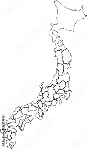 Japan Map Outline with Prefectures