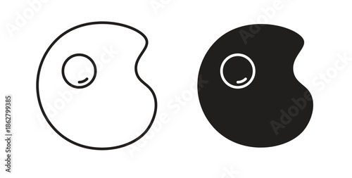 Egg fried icons linear icon. Line with Editable stroke. monochrome icon