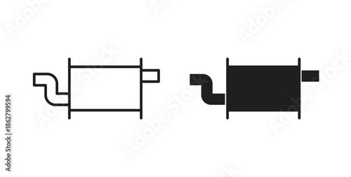 Exhaust pipe icons linear icon. Line with Editable stroke. monochrome icon