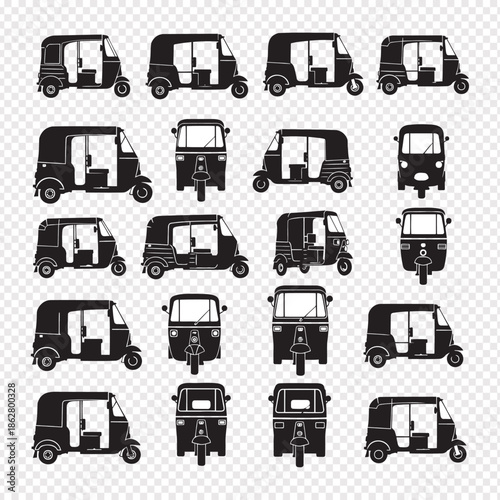 black tuk tuks vehicle silhouettes