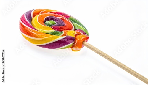 Colorful swirl lollipop on white background isolated studio shot confection