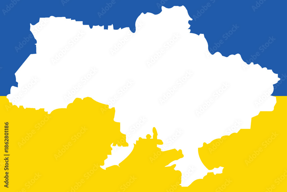 Fototapeta premium Ukraine Map on Blue and Yellow Flag Background