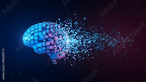Vibrant digital brain exploding with innovative ideas and connections