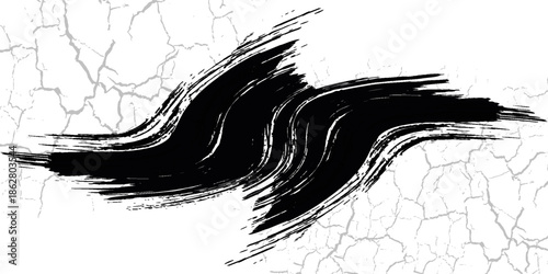 Diagonal black ink brush strokes on white background creating a textured grunge effect. The strokes are varied in width and density.