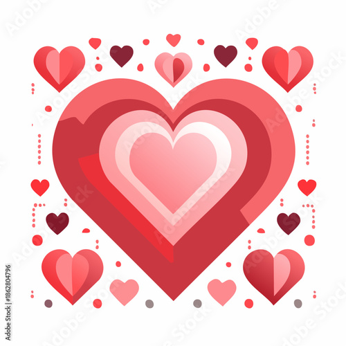 Modern abstract Valentine background featuring love-themed geometric shapes in flat vector style. Suitable for branding, posters, banners, and creative romantic designs.