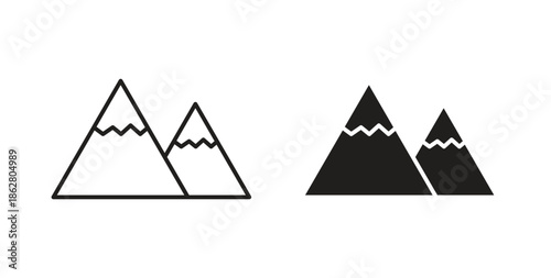 Mountains icons linear icon. Line with Editable stroke. monochrome icon