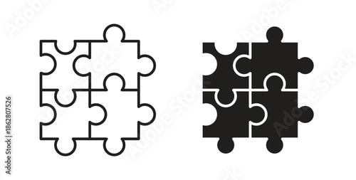 Puzzle icons linear icon. Line with Editable stroke. monochrome icon