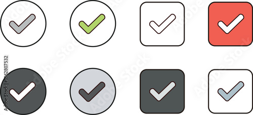 vector illustration of a set of arrows and check marks
