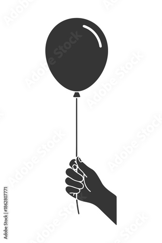 風船を持つ手のシルエットアイコン