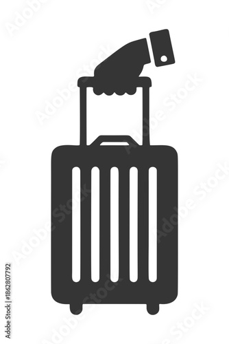 スーツケースを持つ手のシルエットアイコン