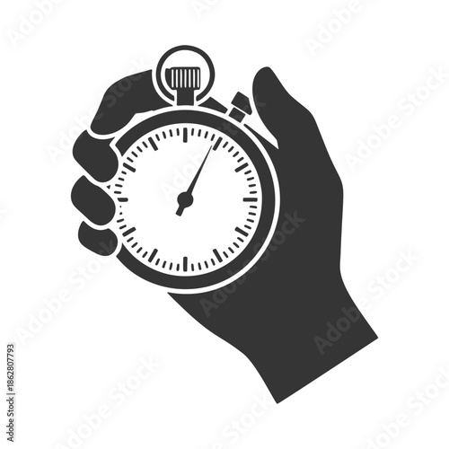 ストップウォッチを持つ手のシルエットアイコン