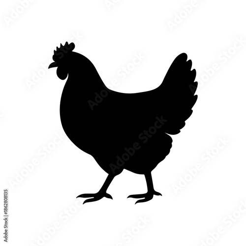 Chicken silhouette icon hen bird standing vector poultry farm animal graphics
