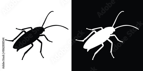 Cockroach silhouette, insect vector icon, pest shape, bug silhouette