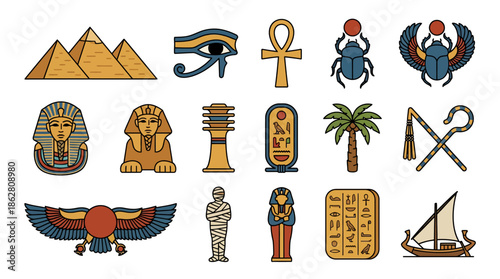 Ancient Egyptian Symbols and Hieroglyphics Collection.