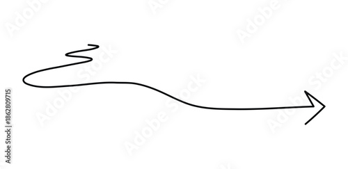 Wavy hand drawn arrow graphic illustrating a meandering path and rightward progression on a clean white backdrop