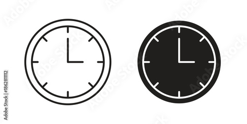 Time quarter past icons linear icon. Line with Editable stroke. monochrome icon