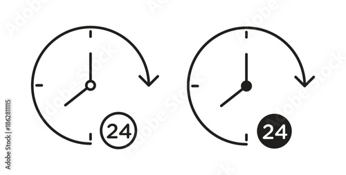 Time twenty four icons linear icon. Line with Editable stroke. monochrome icon