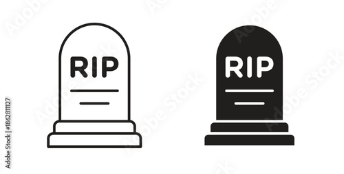 Tombstone icons linear icon. Line with Editable stroke. monochrome icon